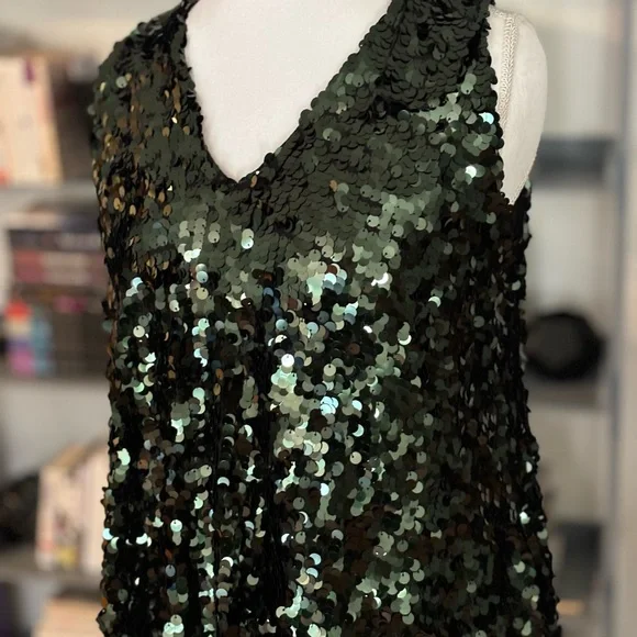 Zara green sequin sleeveless dress XS - Picture 5 of 7